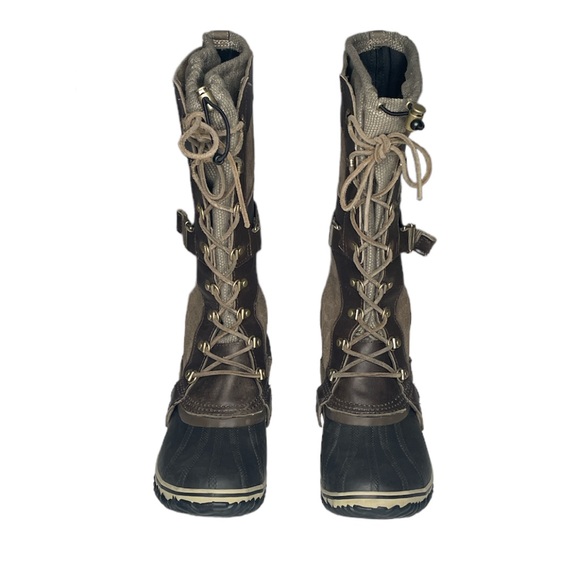 Sorel Conquest Carly Il WP Winter Duck Boots Brown Tan Size 10 - Picture 2 of 11